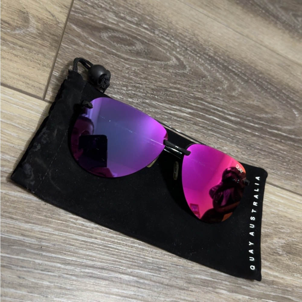Quay Australia pink purple yellow and orange aviator sunglasses